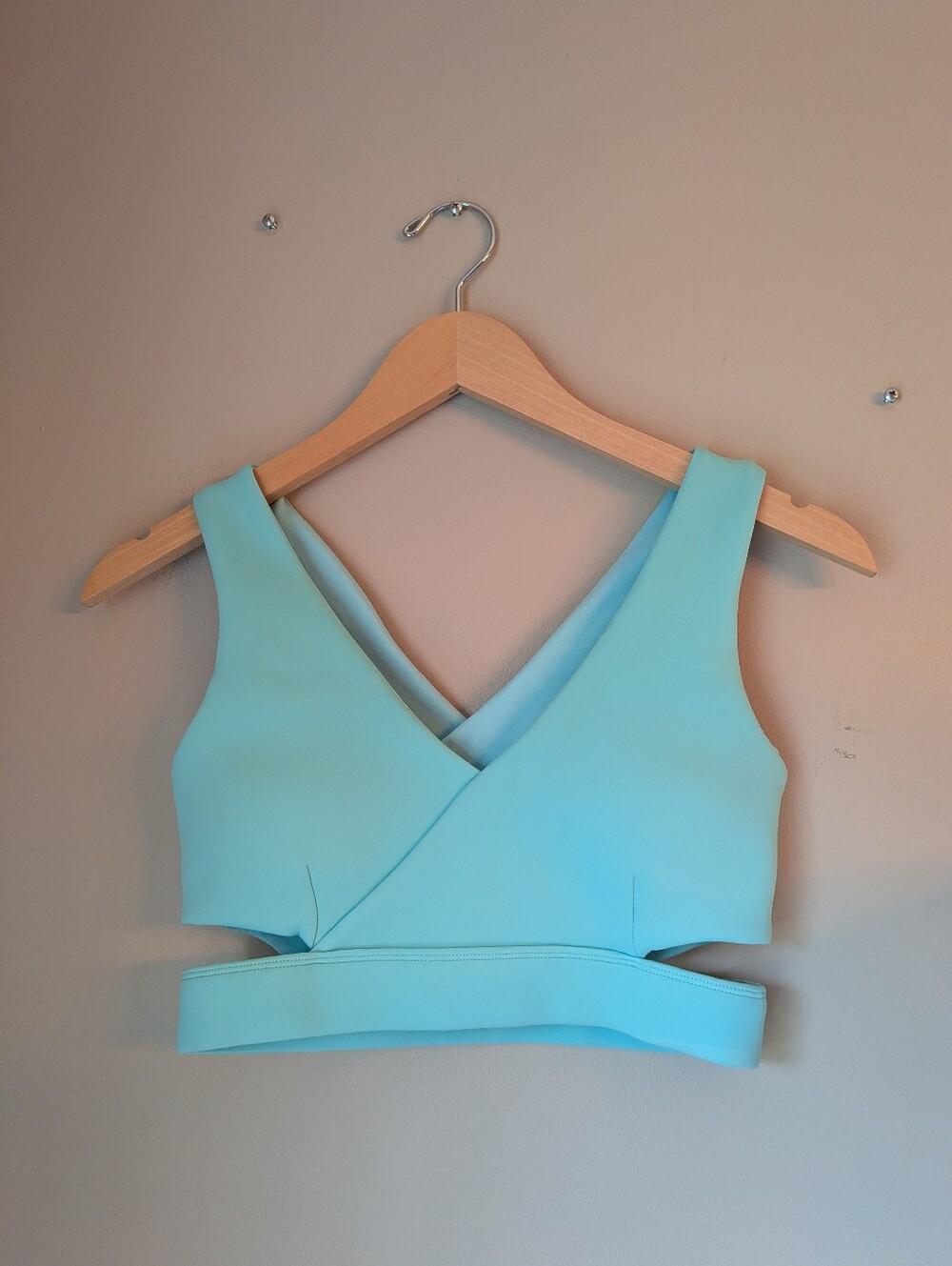 Cleo Harper Mint Blue V-Neck Sleeveless Crop Top.